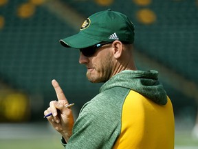 Edmonton Eskimos head coach Jason Maas at team practice in Edmonton on September 6, 2018.