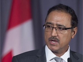 Canadian Natural Resources Minister Amarjeet Sohi fields questions about the government's plans regarding the Trans Mountain Pipeline Project, in Halifax on Friday, Sept. 21, 2018.