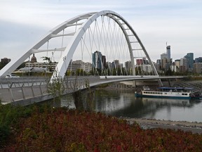 The Edmonton Queen Riverboat about to go under the Walterdale Bridge at the grand opening ceremony, the contractor just finished the final trail connections and is now basically done the $155-million bridge in Edmonton, September 6, 2018. Ed Kaiser/Postmedia