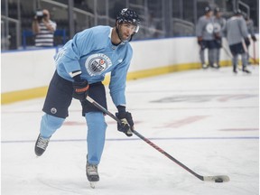 Darnell Nurse and a number of other Oilers skating at Roger Place preparing for training camp on September 5, 2018. Shaughn Butts / Postmedia