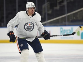 Defenceman Kevin Gravel at Edmonton Oilers training camp on Sept. 14, 2018, at Rogers Place.
