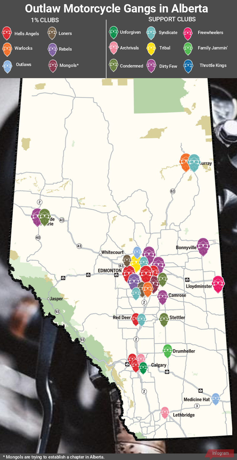 MAP: Outlaw motorcycle gangs in Alberta | Driving