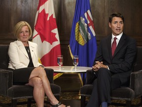Prime Minister Justin Trudeau and Alberta Premier Rachel Notley meet in Edmonton on Wednesday September 5, 2018.THE CANADIAN PRESS/Jason Franson ORG XMIT: EDM112