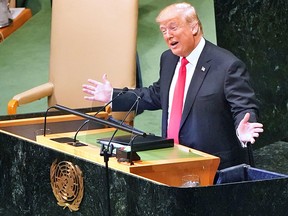 US President Donald Trump addresses the 73rd session of the General Assembly at the United Nations in New York September 25, 2018.