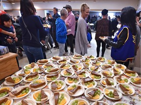 The Rotary Club of Edmonton Southeast  and Millbourne Laundromat serving their 26th Annual Community Thanksgiving Dinner on Monday, Oct. 8, 2018. Staffed by volunteer cooks, they expect 1,300 hungry people to show up for turkey, macaroni, pork, samosas, salad, pie and more.