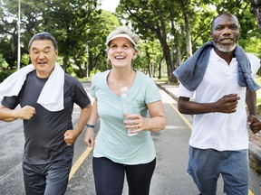 Paul Robinson recommends exercising with friends to increase motivation and push one another.