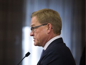 Education Minister David Eggen speaks about updated provincial Kindergarten to Grade 4 curriculum during a news conference in Edmonton on Wednesday, Oct. 10, 2018.