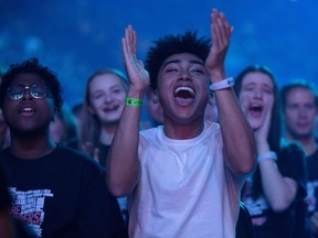 More than 16,000 students from more than 550 schools take part in WE Day at Rogers Place in Edmonton on Friday, Oct. 12, 2018.