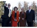 University of Alberta presdient David Turpin, left, points to a feature with Lt.-Gov. Lois E. Mitchell, Premier Rachel Notley and the Aga Khan prior to the official inauguration of the Aga Khan Garden at a ceremony at the University of Alberta Botanic Garden on Tuesday, Oct. 16, 2018 .