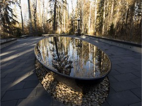 A reflecting pool at the Aga Khan Garden, at the University of Alberta Botanic Garden on Tuesday, Oct. 16, 2018 .