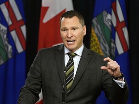 Alberta Trade Minister Deron Bilous responded to the new North American trade agreement between Canada, United States and Mexico at the Alberta legislature on Monday, Oct. 1, 2018.