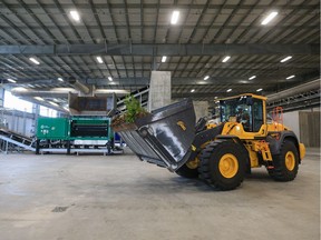 The intake area inside Calgary's $143-million composting plant on July 17, 2017, just before opening day.