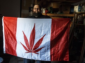 Trevor Pott will be holding a party to celebrate cannabis being legal, in Edmonton, Alta., on Tuesday, October 16, 2018. Marijuana will be legal to sell by licensed stores across Canada on Oct.17.