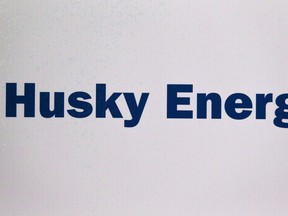 The Husky Energy logo is shown at the company's annual meeting in Calgary, Alta., Friday, May 5, 2017.