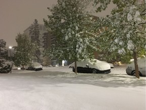 Drivers faced a challenging drive to work on Tuesday Oct. 2, 2018 as a massive fall snowstorm hit the city.