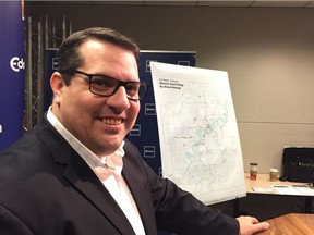Eddie Robar, branch manager for Edmonton Transit, announces the final route design for Edmonton's bus route overhaul at a news conference on Friday, Oct. 12, 2018.