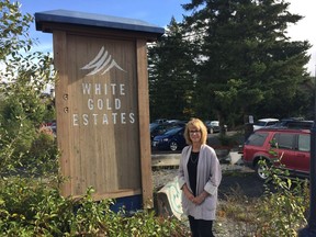 Whistler Mayor Nancy Wilhelm-Morden is shown in the parking lot at Highway 99 and Nancy Greene Drive in White Gold Estates, where council is considering approving a privately built rental-housing project for resort employees able to accommodate 122 people.