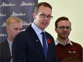 Minister of Advanced Education Marlin Schmidt announced a bill that was introduced Monday to cap post-secondary education tuition in Edmonton, Oct. 29, 2018.