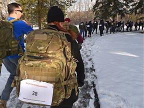 The Rucksack March for Rememebrance was held by first responders as a fundraiser for Wounded Warriors with the goal of raising $10,000 to support veterans, first responders and their families, at Gold Bar Park in Edmonton, November 3, 2018.