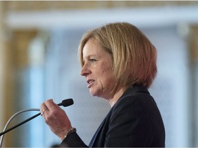 Alberta Premier Rachel Notley delivers a speech in Ottawa, Wednesday November 28, 2018.