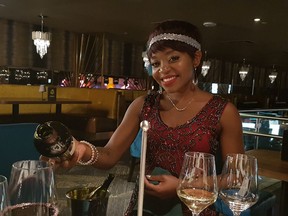 Halley's Club hostess Liz Obonebinja brings a flapper-style look to the Starlight Casino supper club.