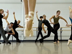 The feet belong to ballerina Audrey Bocarra, a Ballet Edmonton dancer who was rehearsing at the Ruth Carse Centre for Dance in Edmonton. (PHOTO BY LARRY WONG/POSTMEDIA)