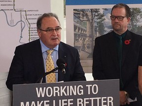Minister of Transportation Brian Mason announces funding for Edmonton's west Valley Line LRT expansion on Thursday Nov. 1, 2018. (Photo by Clare Clancy/Postmedia)