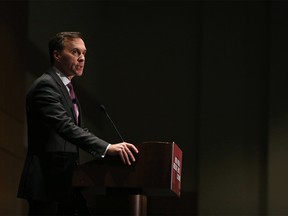 Federal Finance Minister Bill Morneau speaks during a Calgary Chamber of Commerce luncheon at the Telus Convention Centre on Tuesday November 27, 2018. Gavin Young/Postmedia