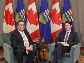 Prime Minister Justin Trudeau meets with Calgary Mayor Naheed Nenshi in Calgary on Thursday, November 22, 2018. Jim Wells/Postmedia