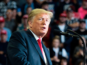 U.S. President Donald Trump speaks at campaign rally in Cape Girardeau, Missouri on Nov. 5, 2018.