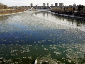 Ice floes on the North Saskatchewan River near downtown Edmonton on Monday November 12, 2018.