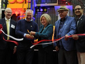 Many First Nations are strong participants in the natural resource sector. Alberta Premier Rachel Notley and Suncor CEO Steve Williams cut the ribbon at the grand opening ceremony for the Fort Hills oilsands operation in September. L-R: Mayor Don Scott, Williams, Notley, Chief Jim Bouchier of the Fort McKay First Nation and Federal Natural Resources Minister Amarjeet Sohi.