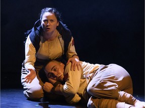 Odessa Shuquaya (left) and Raes Calvert star in Redpatch, playing at the Citadel until Nov. 11.