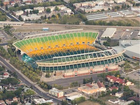 An aerial view of Commonwealth Stadium  in Edmonton.