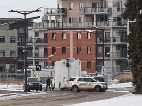 RCMP cruisers stage outside the Strathcona County Community Centre and County Hall in Sherwood Park on Wednesday, Nov. 7, 2018.