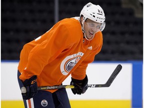 Caleb Jones takes part in the Edmonton Oilers rookie camp at Rogers Place, in Edmonton Monday Sept. 10, 2018. Photo by David Bloom