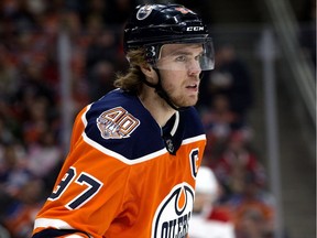 Edmonton Oilers star Connor McDavid during NHL action against the Montreal Canadiens at Rogers Place on Nov. 13, 2018.