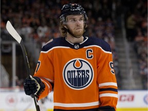 Edmonton Oilers' Connor McDavid (97) during third period NHL action against the Tampa Bay Lightning at Rogers Place, in Edmonton Saturday Dec. 22, 2018. Tampa Bay won 6-3. Photo by David Bloom