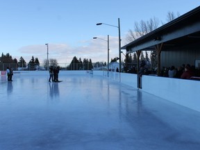 About 100-120 people were in attendance for the official opening ceremony of the Kingman Rink on Saturday, December 15, 2018, even with the windy conditions. (Supplied)