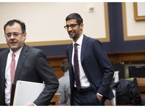 Google CEO Sundar Pichai arrives to testify before the House Judiciary Committee to be questioned about the internet giant's privacy security and data collection, on Capitol Hill in Washington, Tuesday, Dec. 11, 2018.