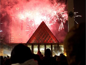 Fireworks display at Churchill Square in Edmonton on Dec. 31, 2016.