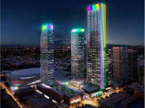 Artist's renderings of Stantec Tower lighting project. Supplied by Ice District.