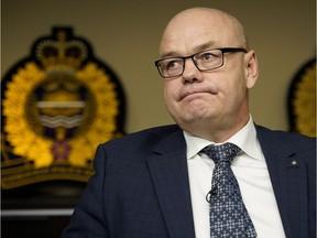 Dale McFee, the new incoming chief of the Edmonton Police Service, speaks at a news conference held at police headquarters in Edmonton on Wednesday December 12, 2018.