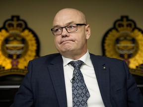 Dale McFee, the incoming chief of the Edmonton Police Service, speaks at a news conference held at police headquarters in Edmonton on Wednesday, Dec. 12, 2018.