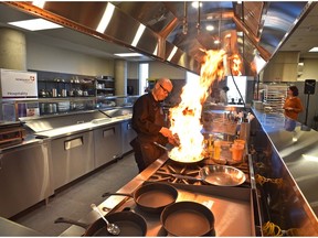 Local Chef Brad Smoliak breaking in the new commercial/test kitchen part of a new hospitality training program in the Edmonton Oilers Community Foundation Hospitality Laboratory, which opened Wednesday at NorQuest College in Edmonton, November 28, 2018.