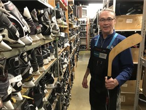 Sport Central's Jim Harvey says his charity carries sports equipment for 13 sports, plus bikes. But the biggest demand — 55 per cent — is for hockey gear. There is a surge of low-income families at Christmas seeking to give a youngster a present of a piece of equipment that will be treasured.