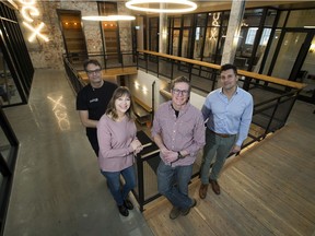 Ivan Beljan, right, is the developer behind the Oliver Exchange. Brad Lazarenko, left, and Cindy Lazarenko, second from left, of Culina-to-Go are tenants, along with Todd Barraclough of Brio Bakery.