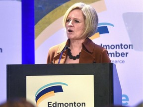 Alberta Premier Rachel Notley addressing the Chamber of Commerce Provincial Leaders Series during a luncheon at the Westin Hotel in Edmonton, January 24, 2019.