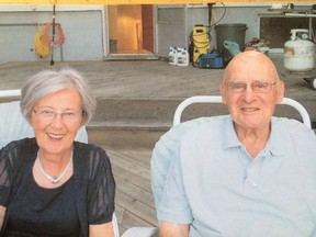 Siegfried van Zuiden, right, and his wife Audrey pose in this undated handout photo. A Calgary man who was found unfit to stand trial for killing his wife of nearly six decades has died after more than two years in legal limbo. Fred van Zuiden's godson Vince Walker says the 88-year-old died Sunday at the Rosehaven Care Centre in Camrose, Alta., about a three hour drive from his longtime home.