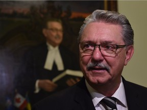The official portrait of the Gene Zwozdesky, 12th Speaker of the Legislative Assembly of Alberta, was unveiled at a ceremony in the rotunda of the legislature on June 27, 2016.